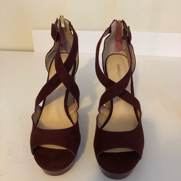 Limelight Women's Lyanna - Platform Peep Toe Block Dress Heel Shoe 10 Wine - Picture 1 of 11